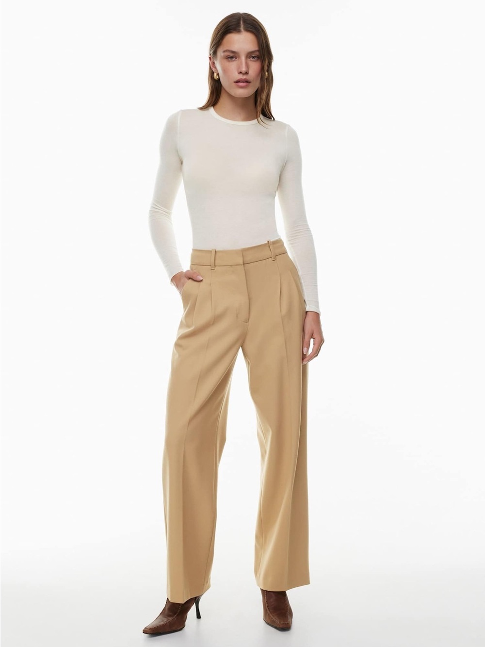 Wilfred Sandstone High-Rise Wide-Leg Trousers